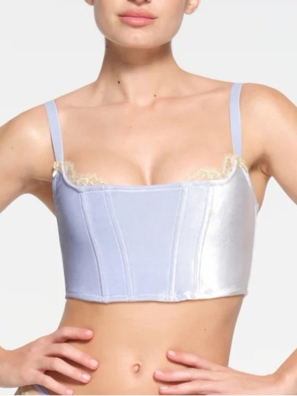 SKIMS Velvet Lace Corset in Periwinkle